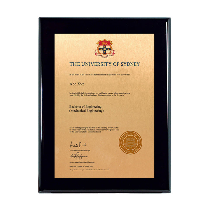 University of Sydney Plaque Prestige Black