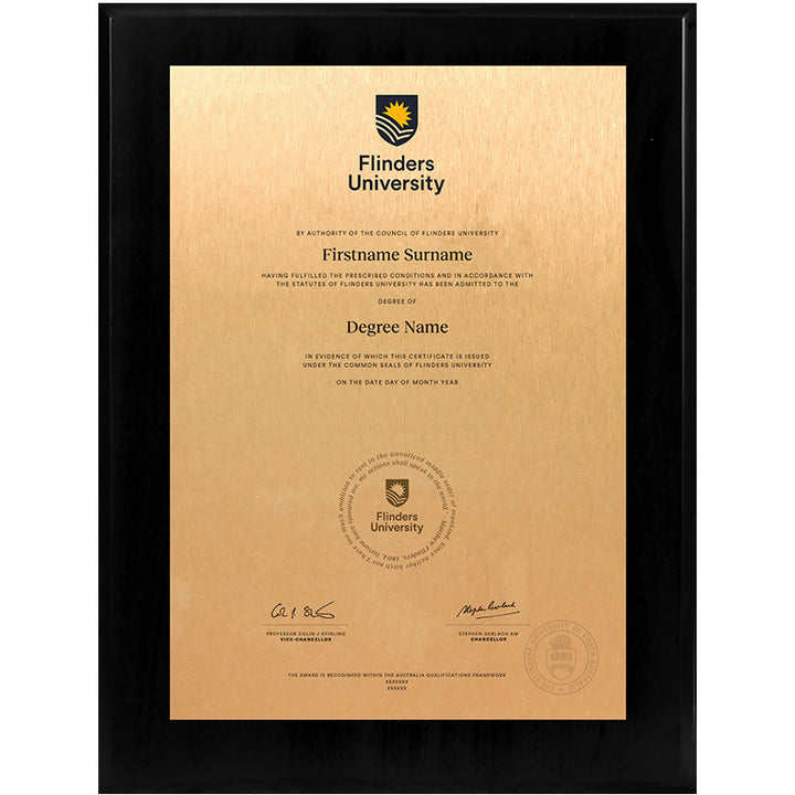 Flinders University Plaque Black Wooden