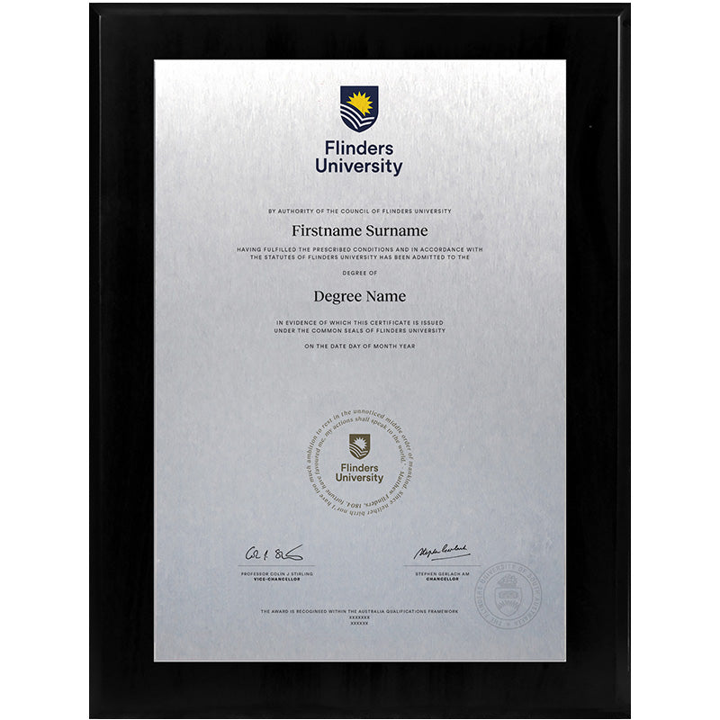 Flinders University Plaque Black Wooden