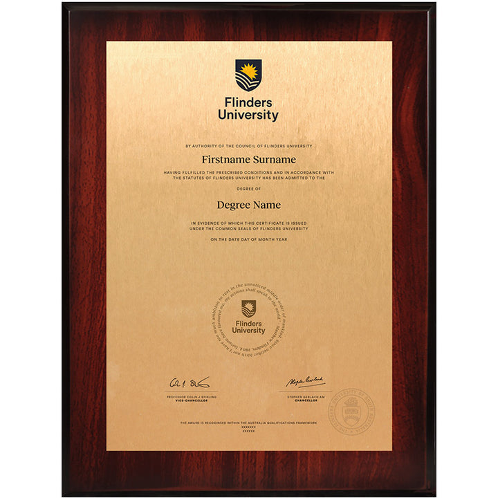 Flinders University Plaque Rosewood