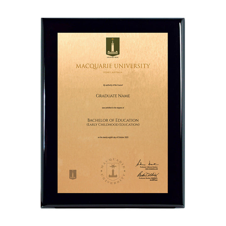 Macquarie University Plaque Prestige Black