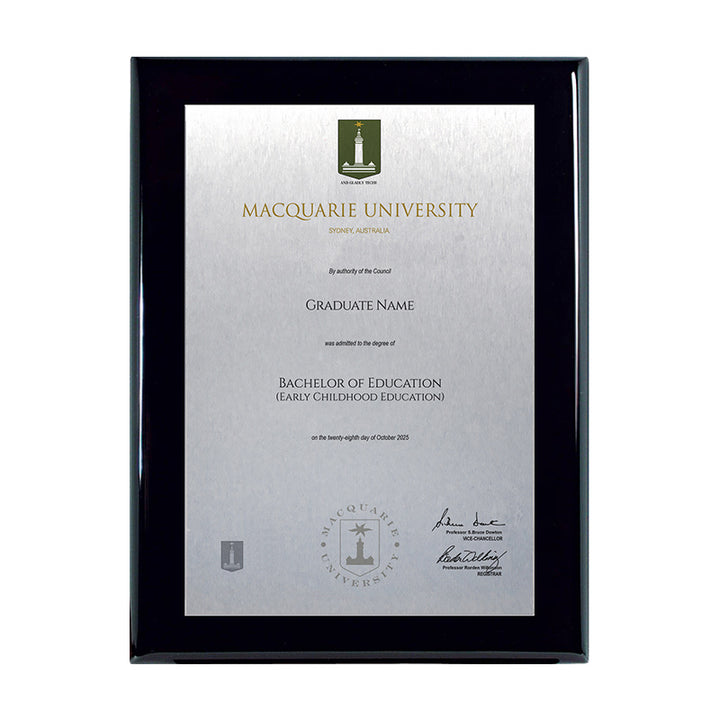 Macquarie University Plaque Prestige Black