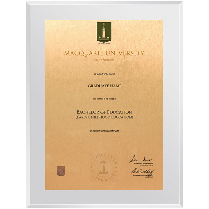 Macquarie University Plaque Clear Acrylic