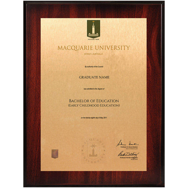 Macquarie University Plaque Rosewood