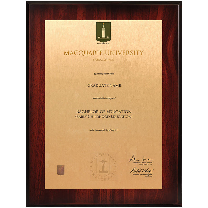 Macquarie University Plaque Rosewood