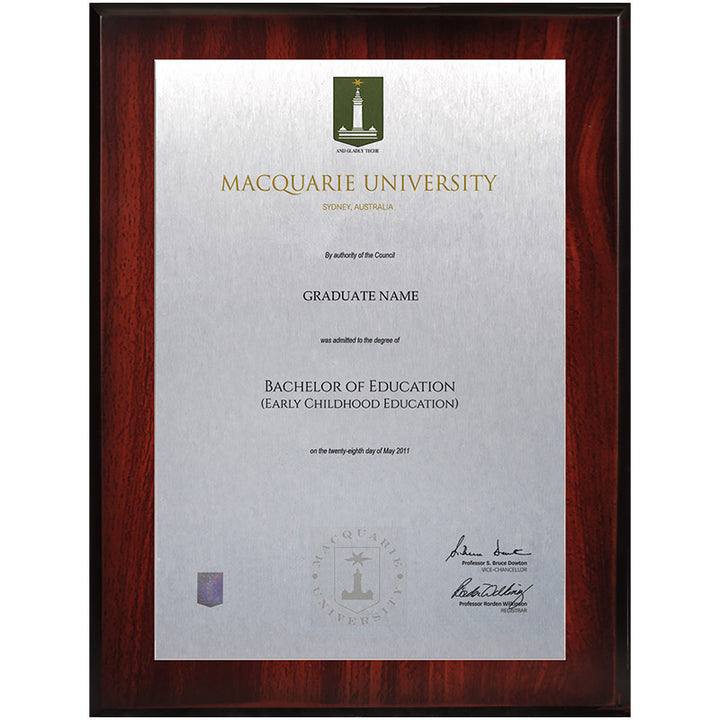 Macquarie University Plaque Rosewood