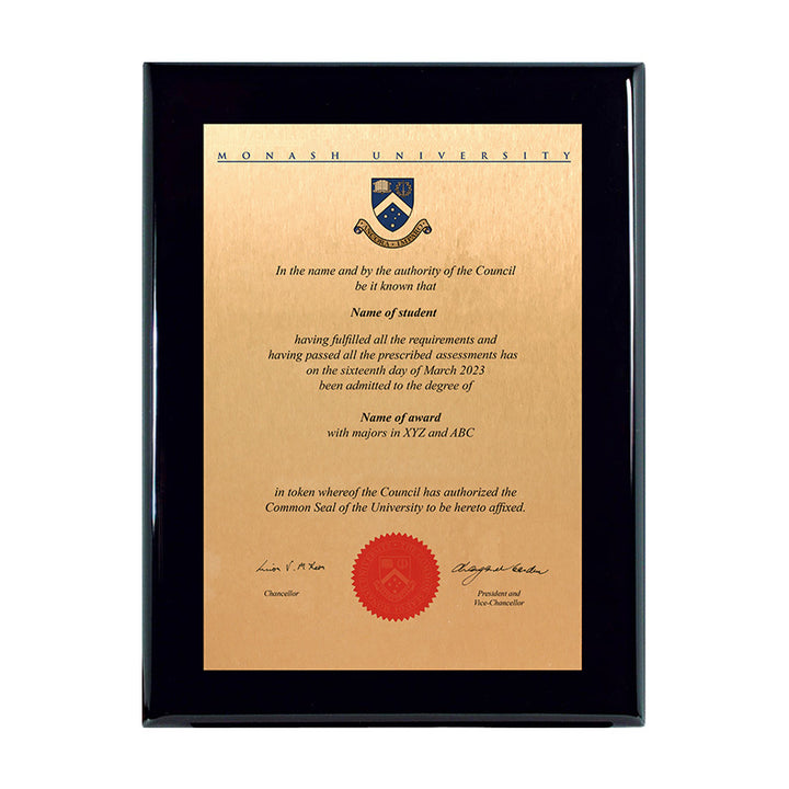 Monash Plaque Prestige Black