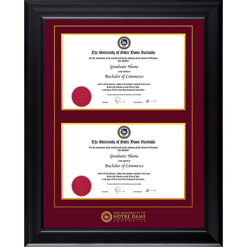 Notre Dame University Frame Black Double Degree