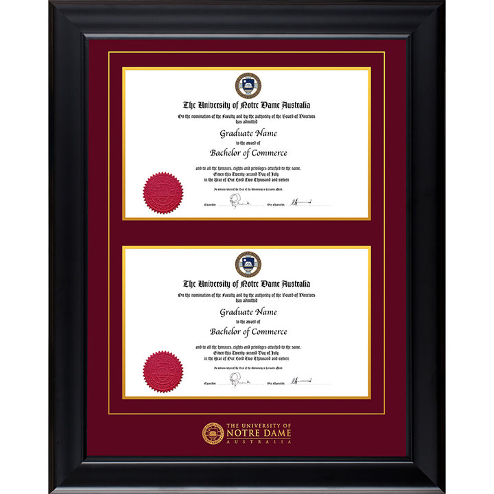 Notre Dame University Frame Black Double Degree