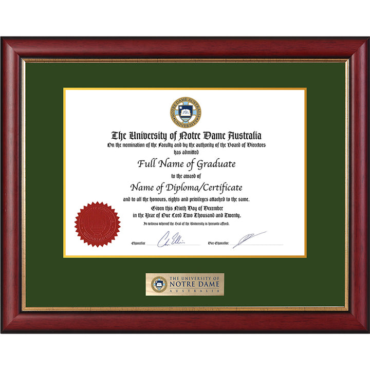 Notre Dame University Frame Mahogany Elegance