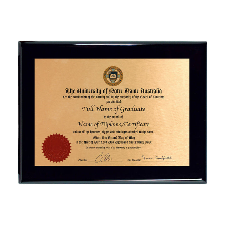 Notre Dame University Plaque Prestige Black