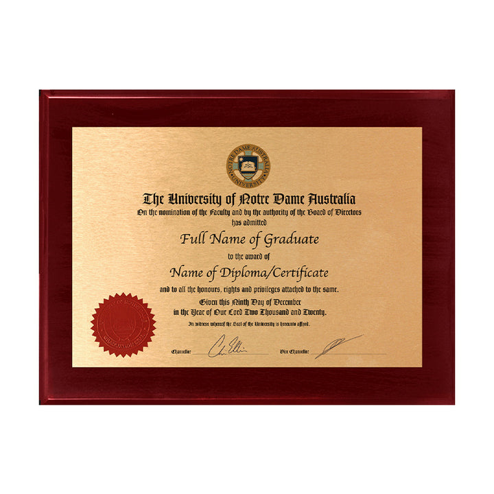 Notre Dame University Plaque Prestige