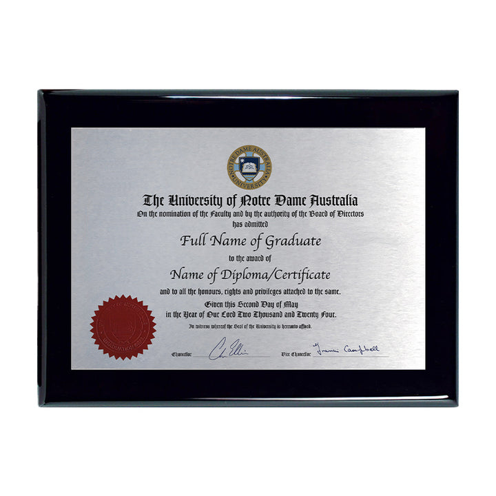 Notre Dame University Plaque Prestige Black