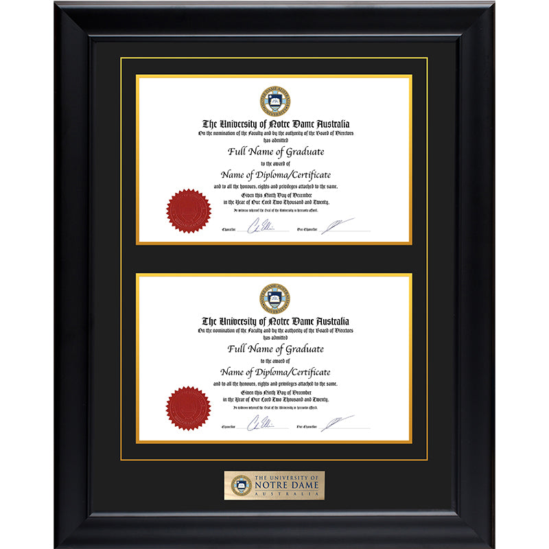 Notre Dame University Frame Black Double Degree