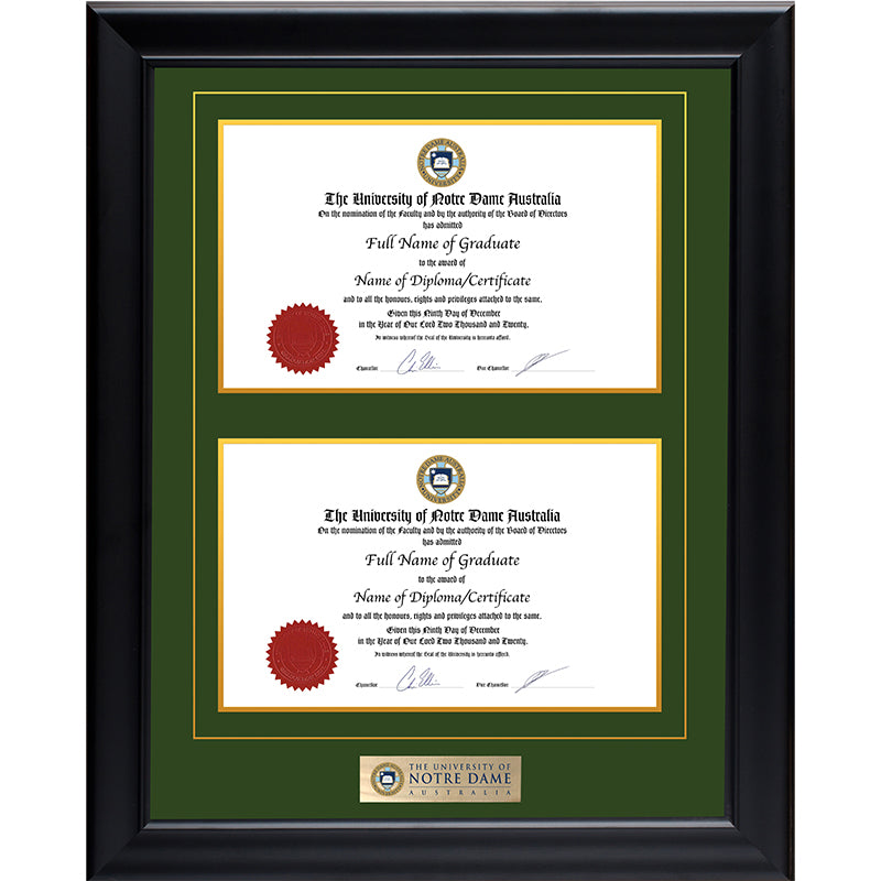 Notre Dame University Frame Black Double Degree