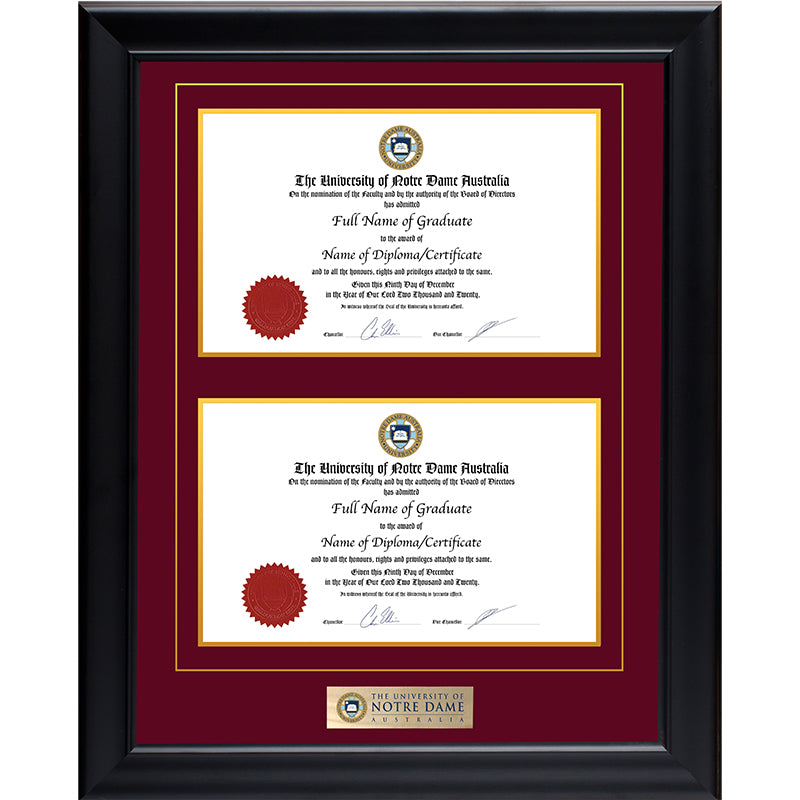 Notre Dame University Frame Black Double Degree