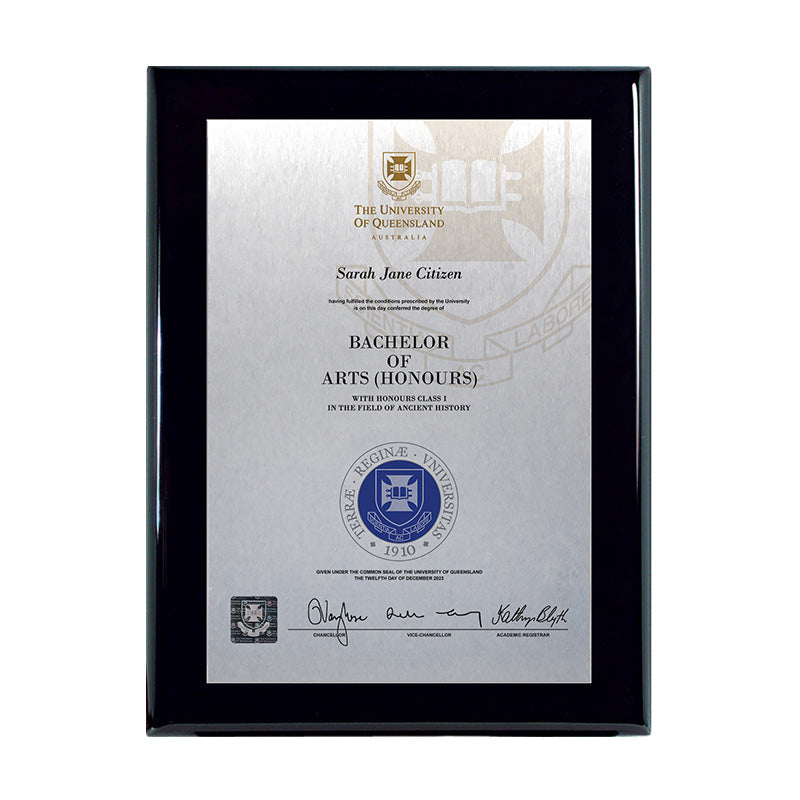 University of Queensland Plaque Prestige Black