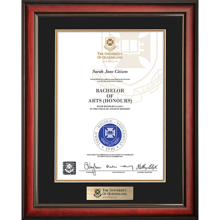 University of Queensland Frame Mahogany Elegance