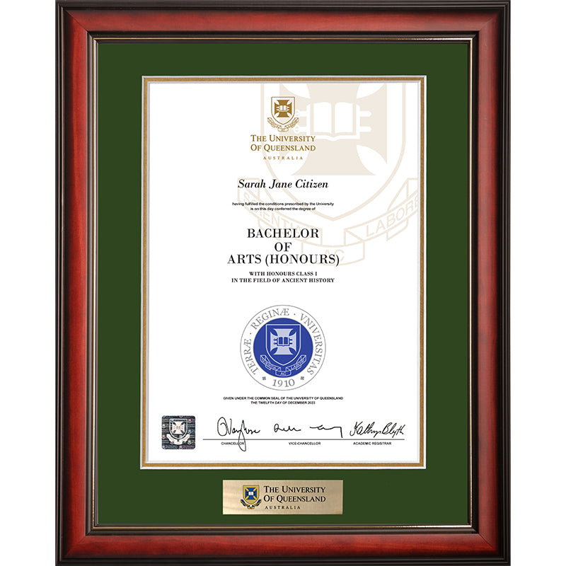 University of Queensland Frame Mahogany Elegance