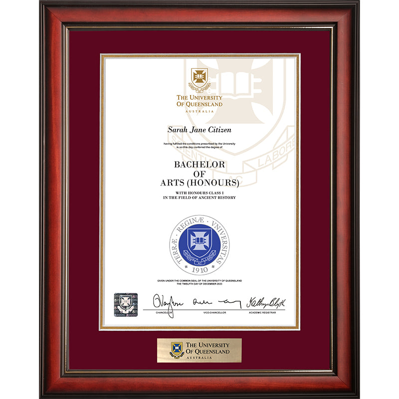University of Queensland Frame Mahogany Elegance