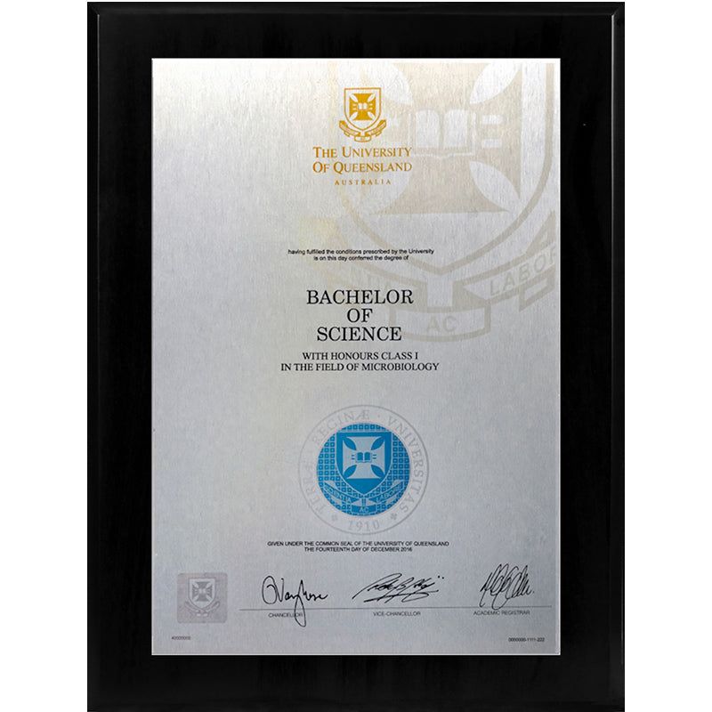 University of Queensland Plaque Black Wooden