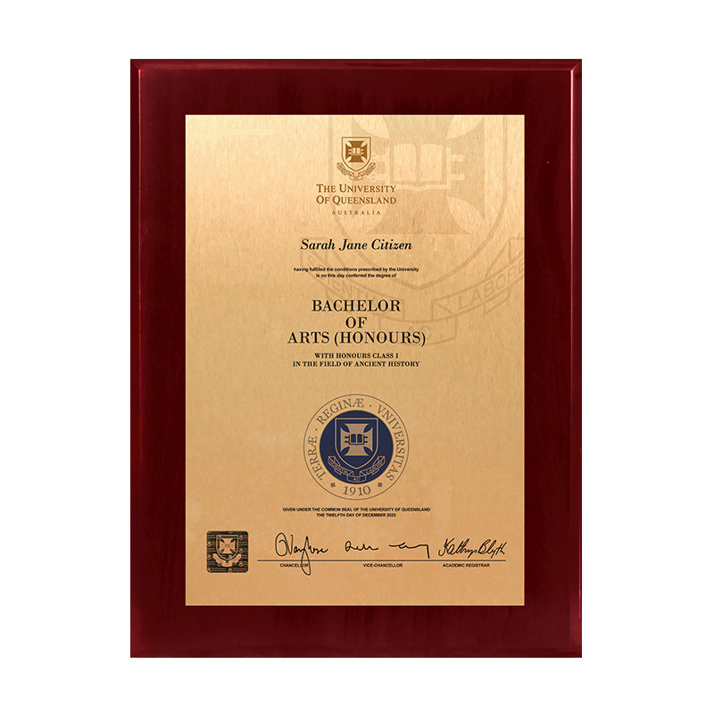 University of Queensland Plaque Prestige