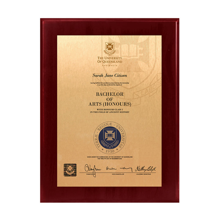 University of Queensland Plaque Prestige