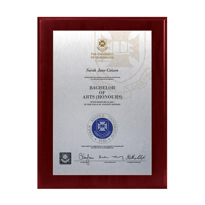 University of Queensland Plaque Prestige