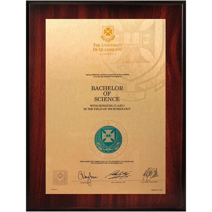 University of Queensland Plaque Rosewood
