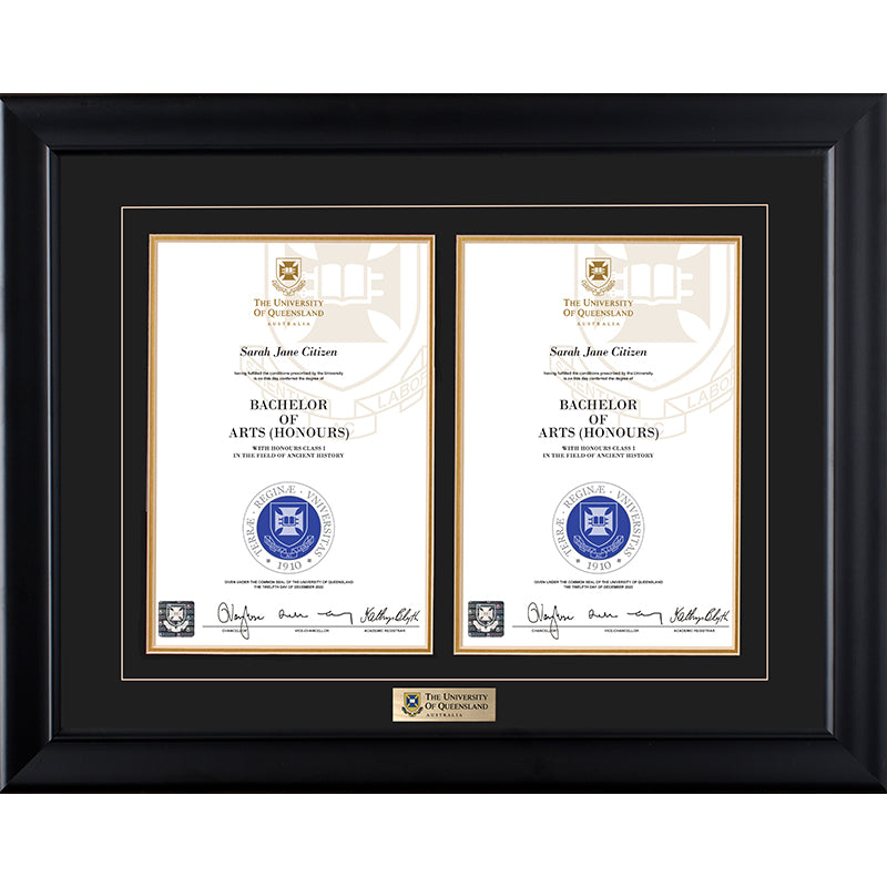 University of Queensland Frame Black Double Degree