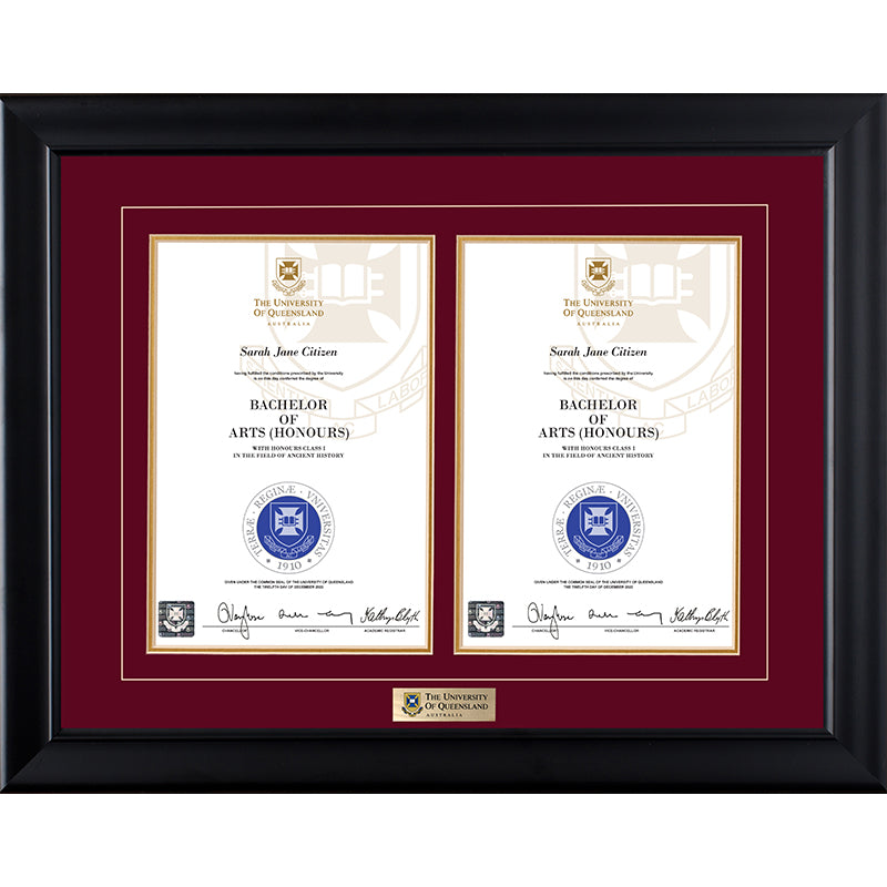 University of Queensland Frame Black Double Degree