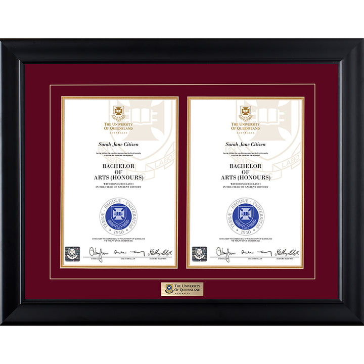 University of Queensland Frame Black Double Degree