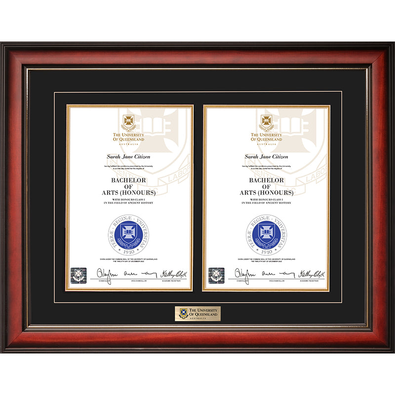 University of Queensland Frame Mahogany Double Degree