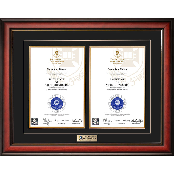 University of Queensland Frame Mahogany Double Degree