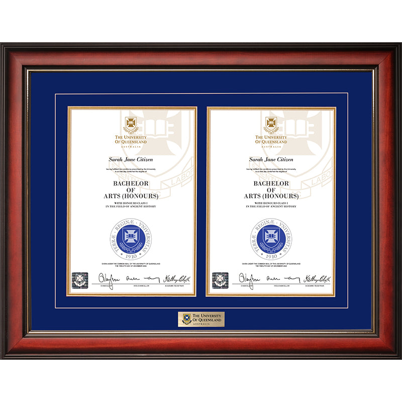 University of Queensland Frame Mahogany Double Degree