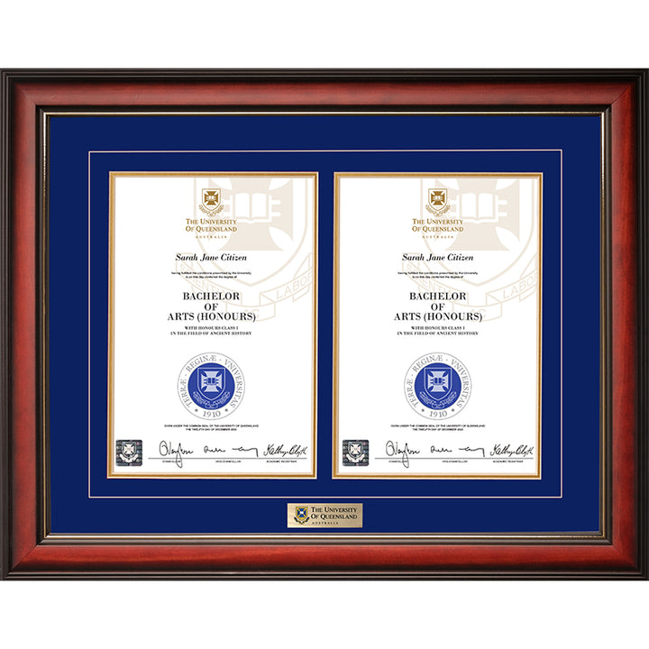 University of Queensland Frame Mahogany Double Degree