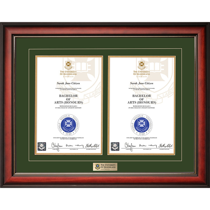 University of Queensland Frame Mahogany Double Degree