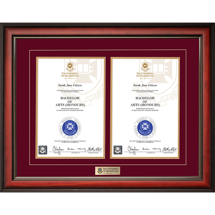 University of Queensland Frame Mahogany Double Degree