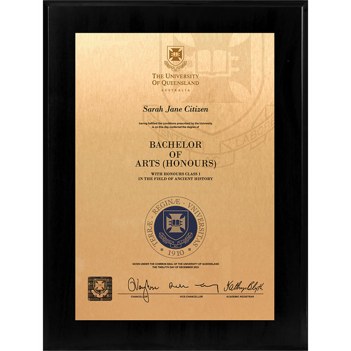 University of Queensland Plaque Black Mini