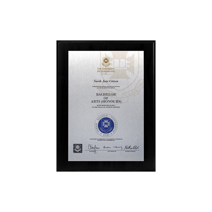 University of Queensland Plaque Black Mini