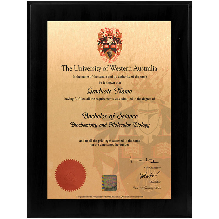 UWA Plaque Black Wooden