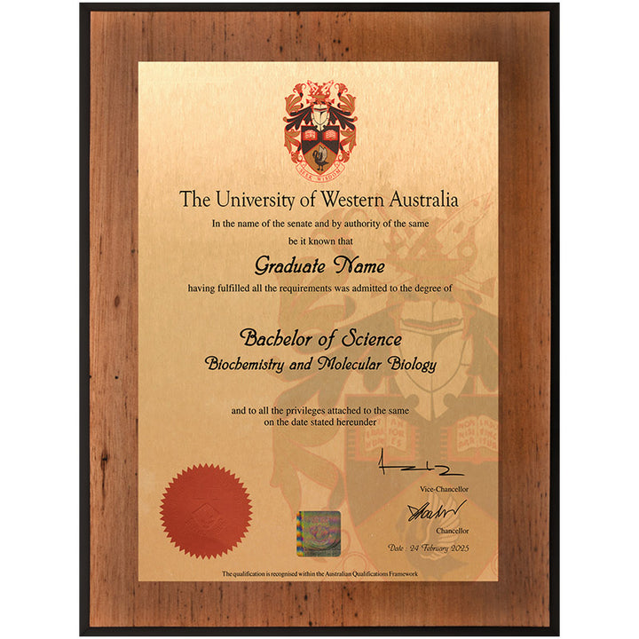 UWA Plaque Vintage Blackbutt