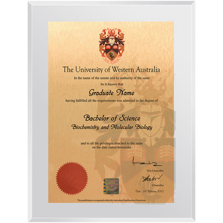 UWA Plaque Clear Acrylic