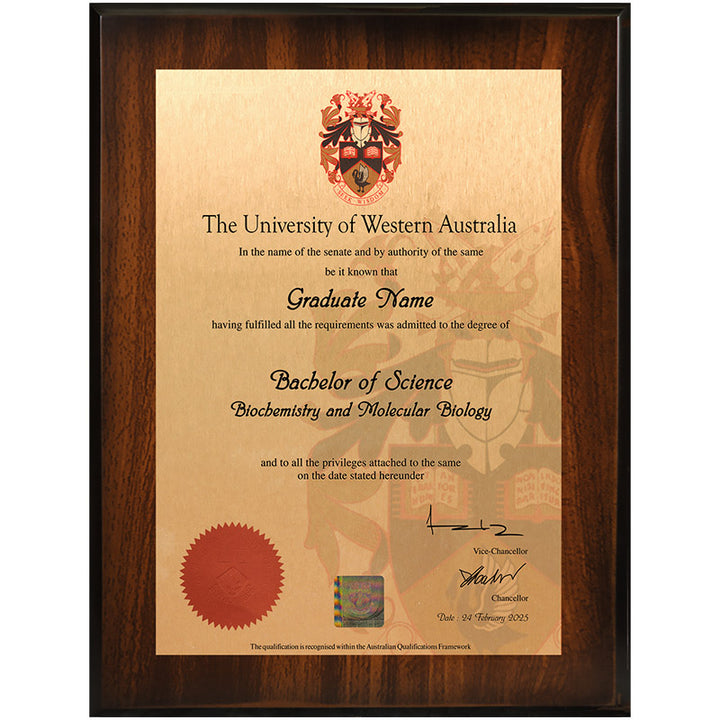 UWA Plaque Jarrah