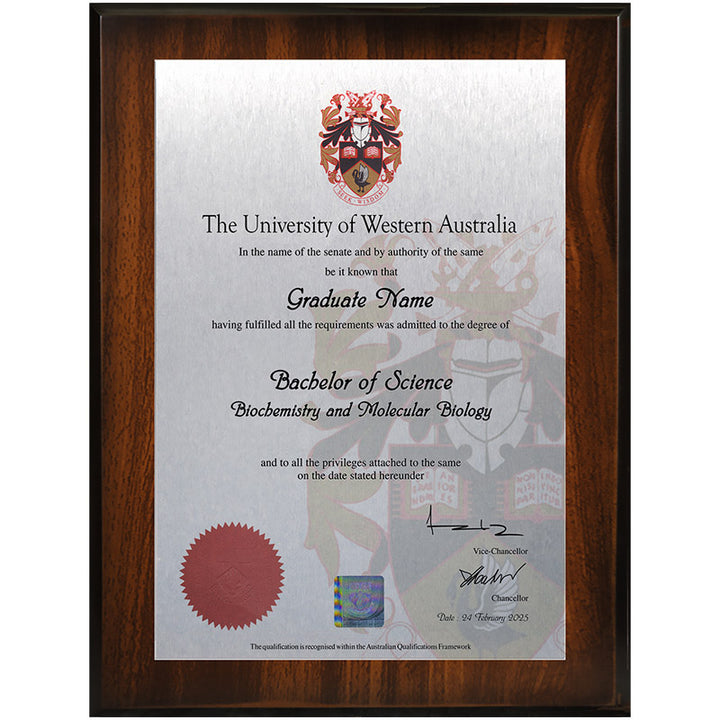 UWA Plaque Jarrah