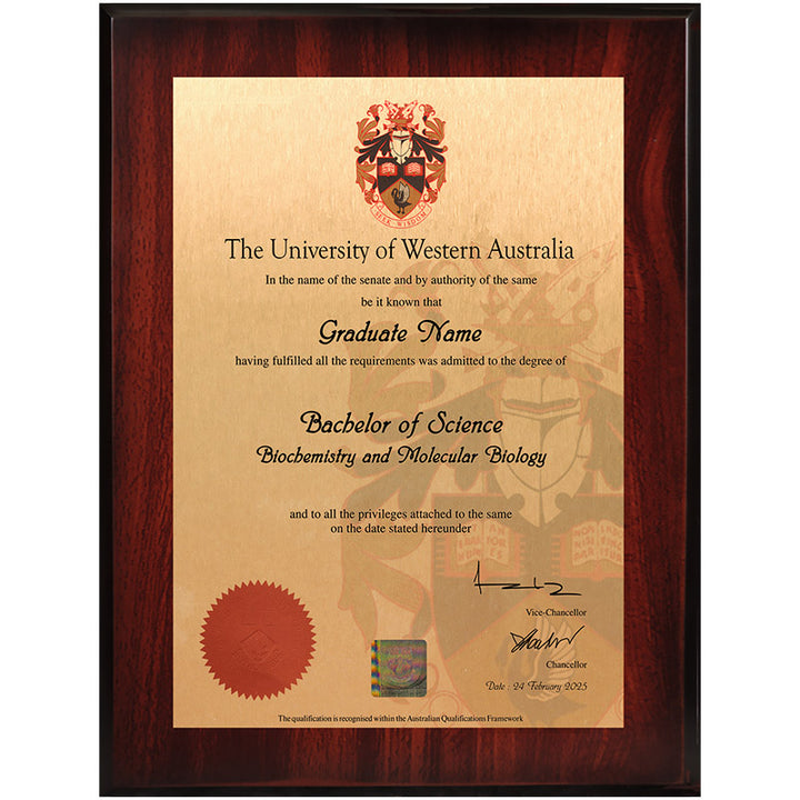 UWA Plaque Rosewood
