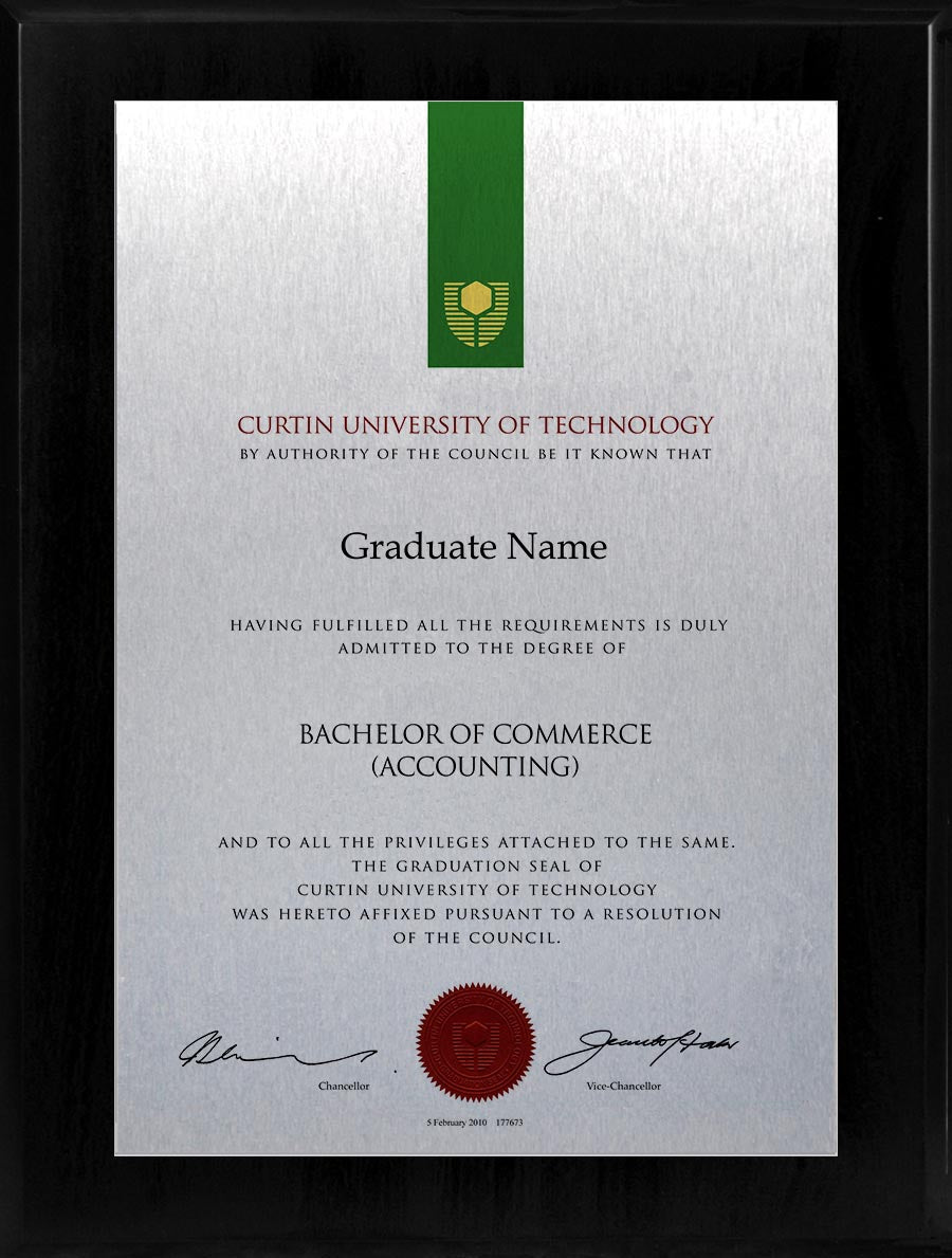 Curtin University Plaque Black Wooden
