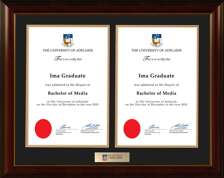 University of Adelaide Frame Mahogany Double Degree