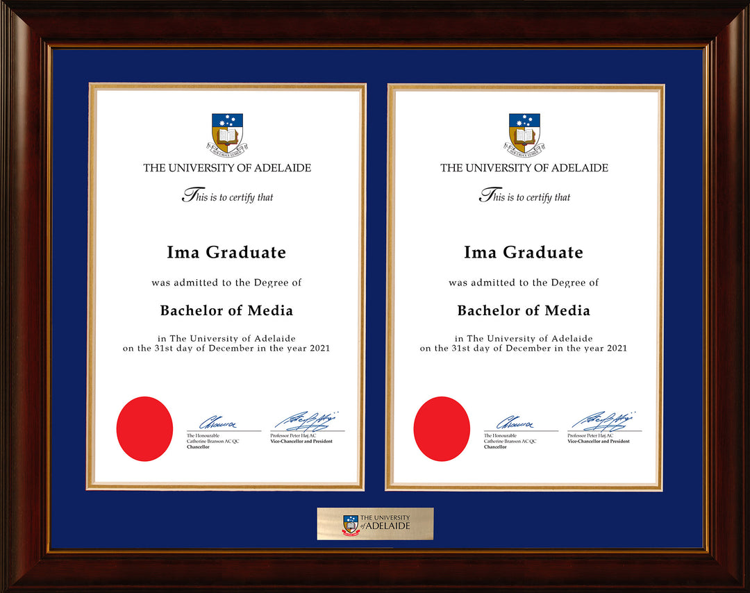 University of Adelaide Frame Mahogany Double Degree