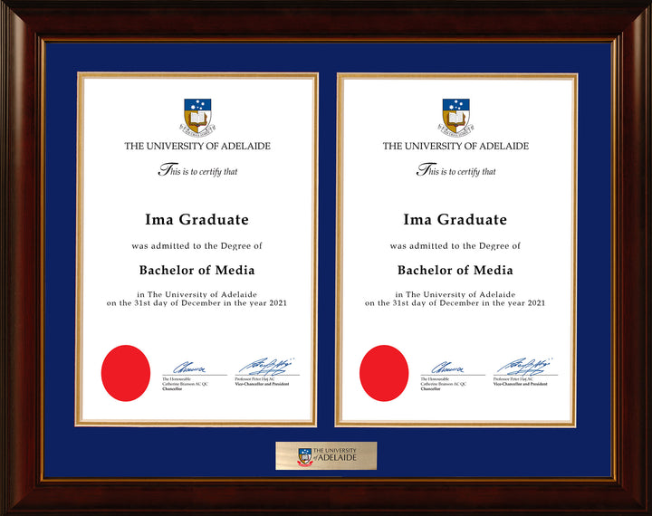 University of Adelaide Frame Mahogany Double Degree